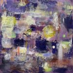 The World Goes ‘Round, 2025, Mixed Media on Canvas, 20 x 20 “, $950